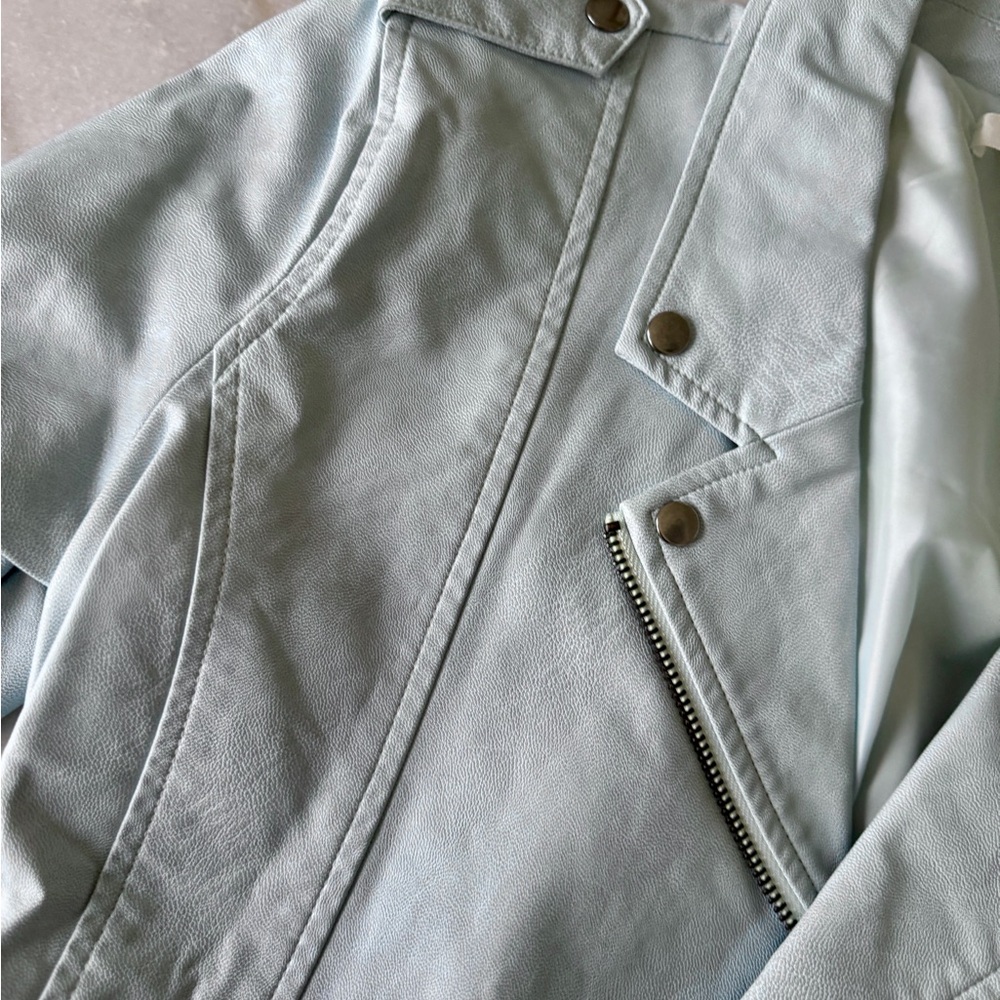 Wild Honey Women Light Blue Vegan Leather Moto - Picture 2 of 13